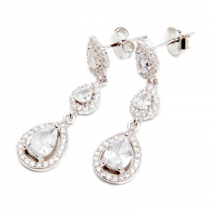 Srebrne kolczyki 925 Wiszące błyszczące cyrkonie