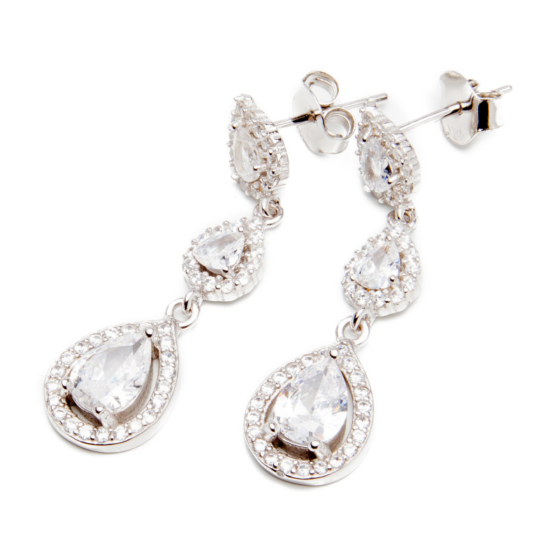 Srebrne kolczyki 925 Wiszące błyszczące cyrkonie