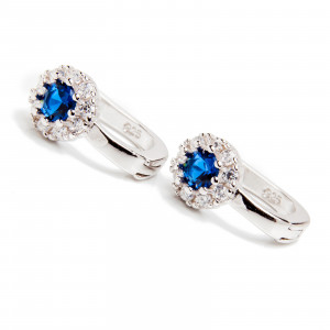 Srebrne kolczyki granatowa cyrkonia