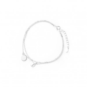 Srebrna podwójna Bransoletka 925 Perła Ankier Koło