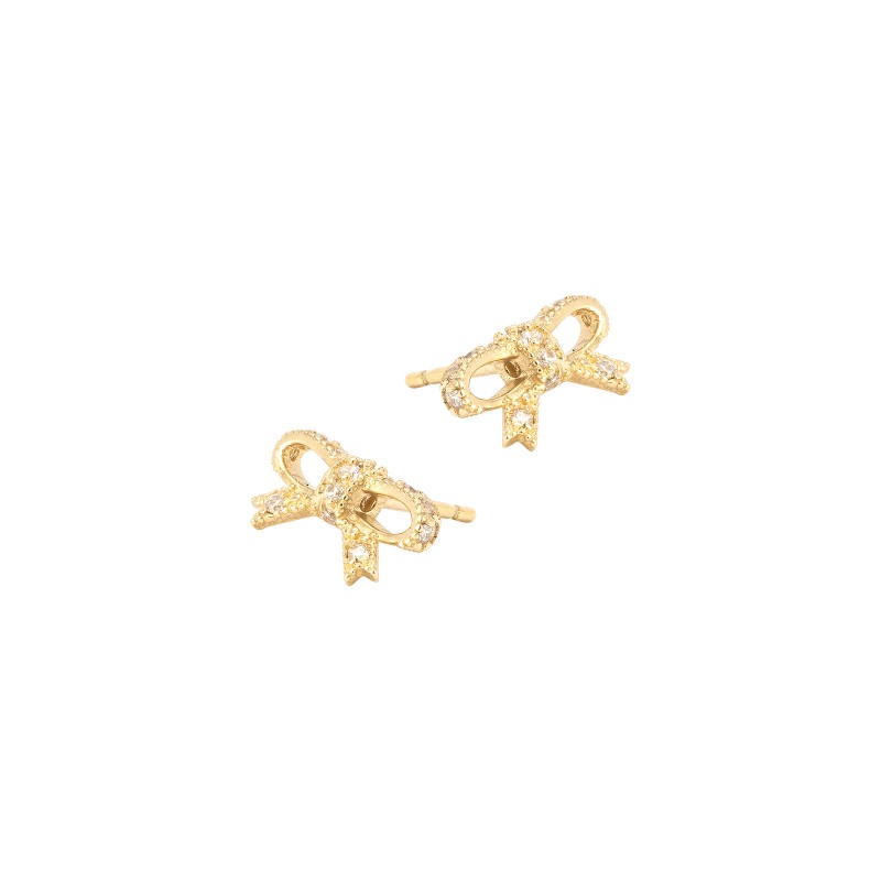 Złote kolczyki 585 Błyszczące Kokardy