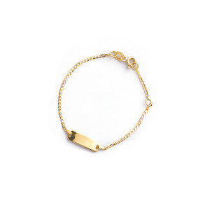 Złota Bransoletka 585 z blaszką dla dziecka Chrzest