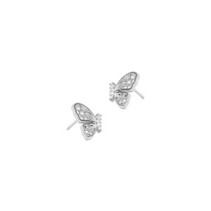 Srebrne Kolczyki 925 Srebrzyste Motyle Cyrkonia