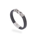 Bransoletka męska potrójna czarna pleciona miejsce na grawer