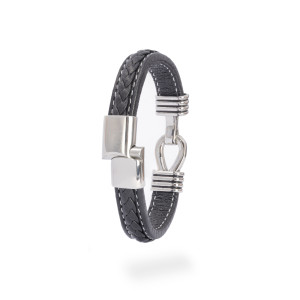 Bransoletka męska czarna pleciona nowoczesna