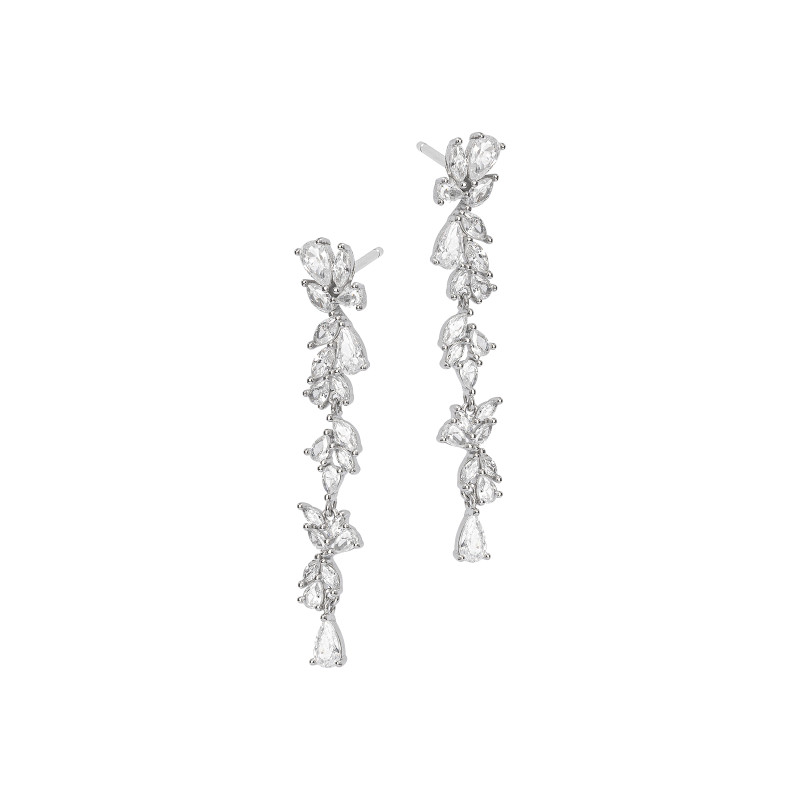 Srebrne Kolczyki 925 Wiszące Srebrzyste Listki Karnawał