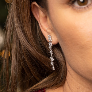 Srebrne Kolczyki 925 Wiszące Srebrzyste Listki Karnawał