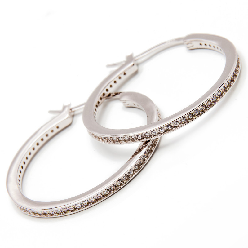 Srebrne kolczyki 925 kółka cyrkonie 25mm