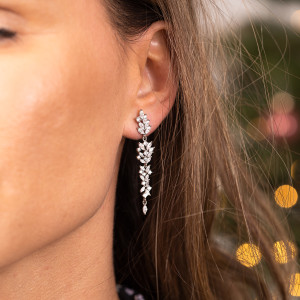 Srebrne Kolczyki 925 Wiszące Srebrzyste Listki Sylwester