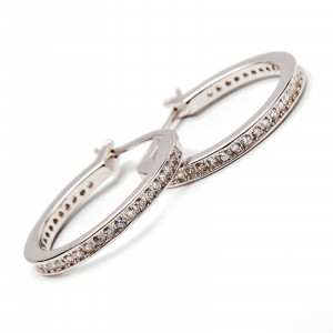 Srebrne kolczyki 925 Kółka Cyrkonie 20mm