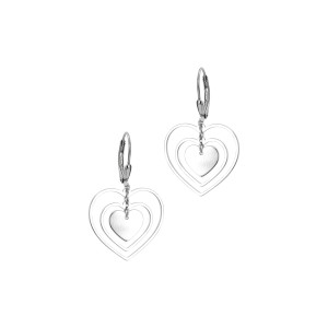 Srebrne kolczyki 925 Ażurowe Serca Wiszące