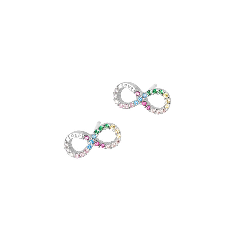 Srebrne Kolczyki 925 Nieskończoność LOVE Cyrkonie