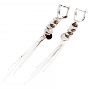 Srebrne kolczyki wiszące kółka łańcuszki