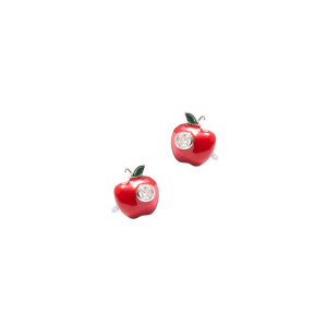 Srebrne Kolczyki 925 Czerwone Jabłko dla małej damy