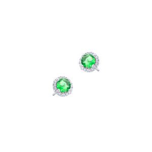 Srebrne Kolczyki 925 Okrągłe Zielona Cyrkonia