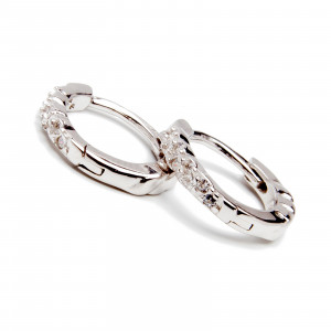 Srebrne kolczyki kółka białe cyrkonie