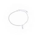 Srebrna bransoletka 925 białe cyrkonie koniczyna