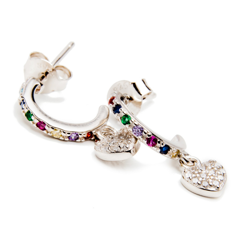 Srebrne kolczyki 925 zawieszka serce