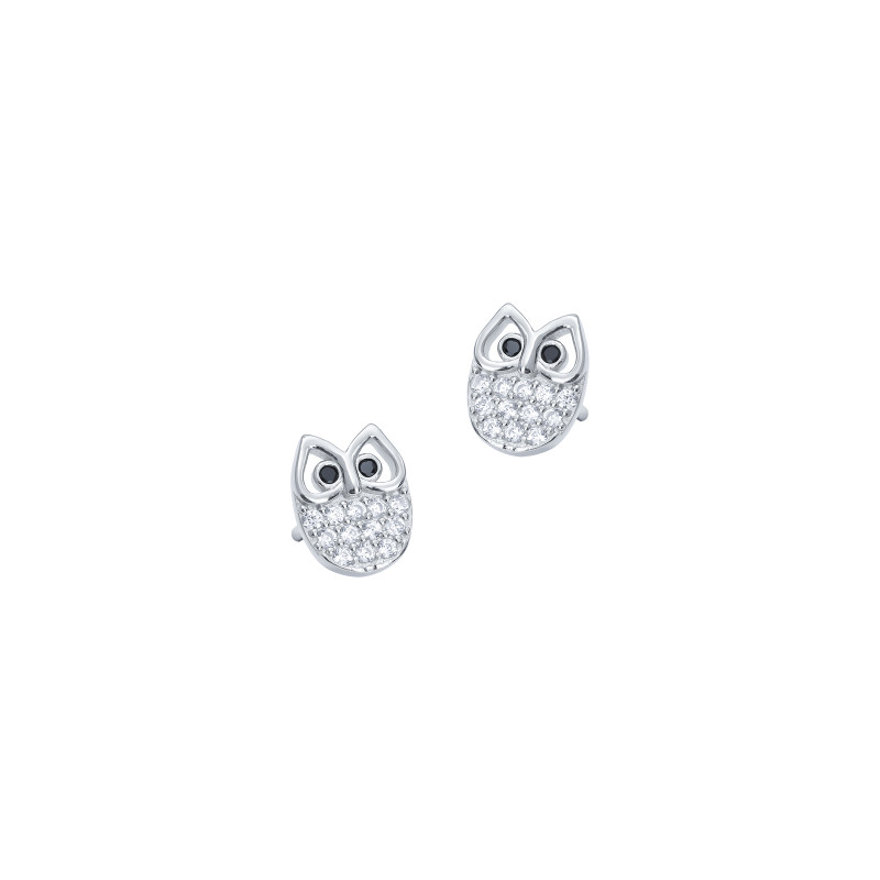 Srebrne Kolczyki 925 Sowa Cyrkonie