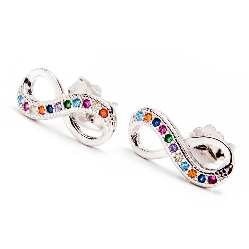 Srebrne kolczyki nieskończoność cyrkonie