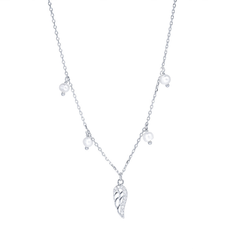 Srebrny naszyjnik 925 skrzydło perły