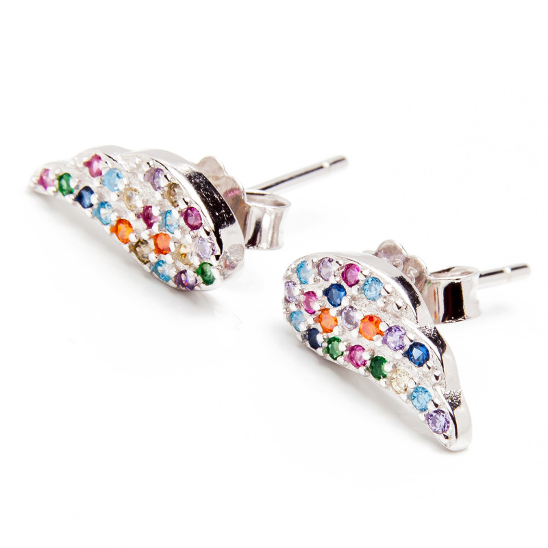 Srebrne kolczyki 925 skrzydła cyrkonie