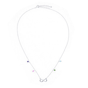 Srebrny podwójny naszyjnik 925 Kolorowa Nieskończoność