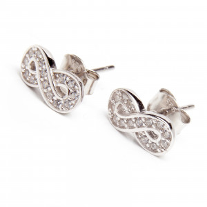 Srebrne kolczyki 925 nieskończoność białe cyrkonie