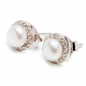 Srebrne kolczyki 925 Perła cyrkonie