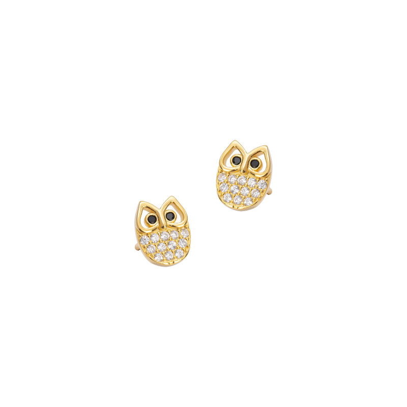 Srebrne Kolczyki 925 Sowa cyrkonia sztyft