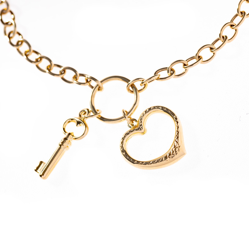 Złota bransoletka 585 Klucz do serca