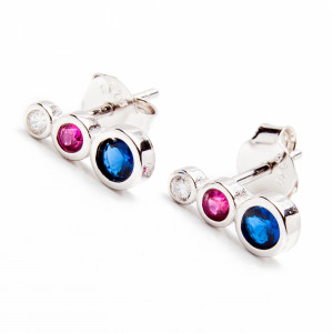 Srebrne kolczyki 925 potrójne cyrkonie