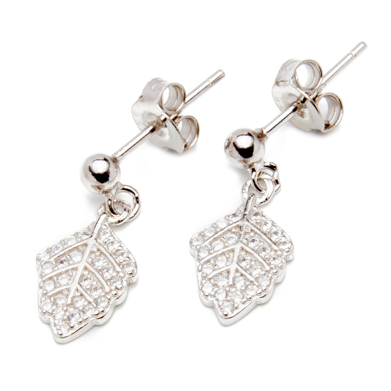 Srebrne kolczyki 925 listek