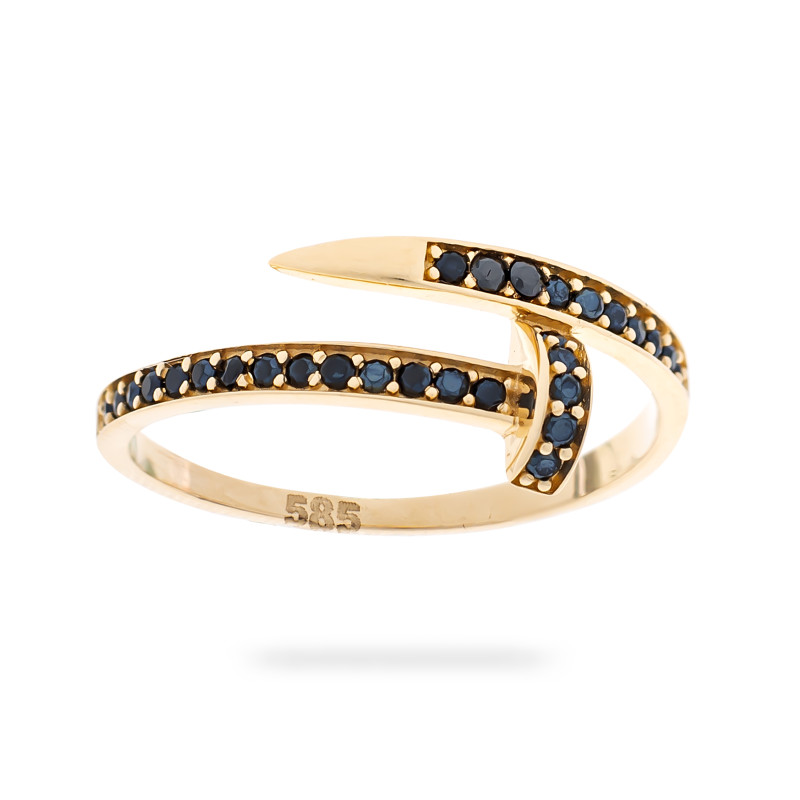 Złoty pierścionek 585 Twisty Dark