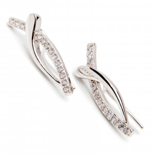 Srebrne kolczyki nausznice plecione cyrkonie