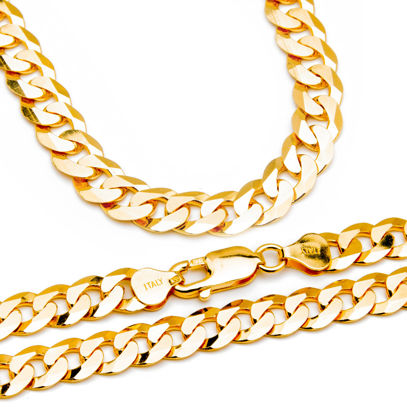 Srebrna pozłacana bransoletka 925 pancerka 7mm