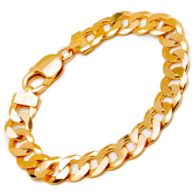 Srebrna pozłacana bransoletka 925 pancerka 7mm