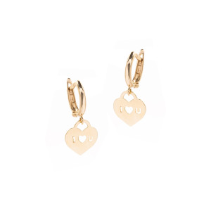 Złote kolczyki 585 Wiszące serca Kocham Cię prezent