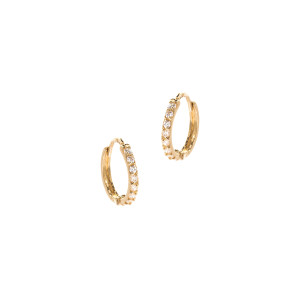 Złote kolczyki 585 koła białe cyrkonie dla małej damy