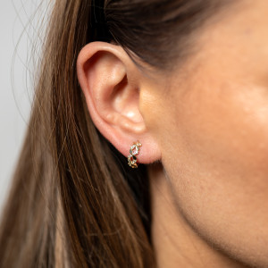 Złote kolczyki 585 Przeplatane cyrkonia prezent