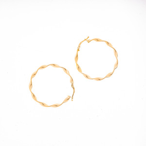 Złote kolczyki 585 Faliste Kółka 35mm prezent