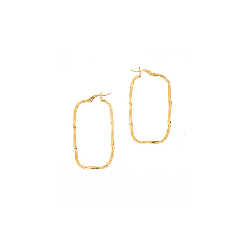 Złote kolczyki 585 Prostokąty faliste prezent