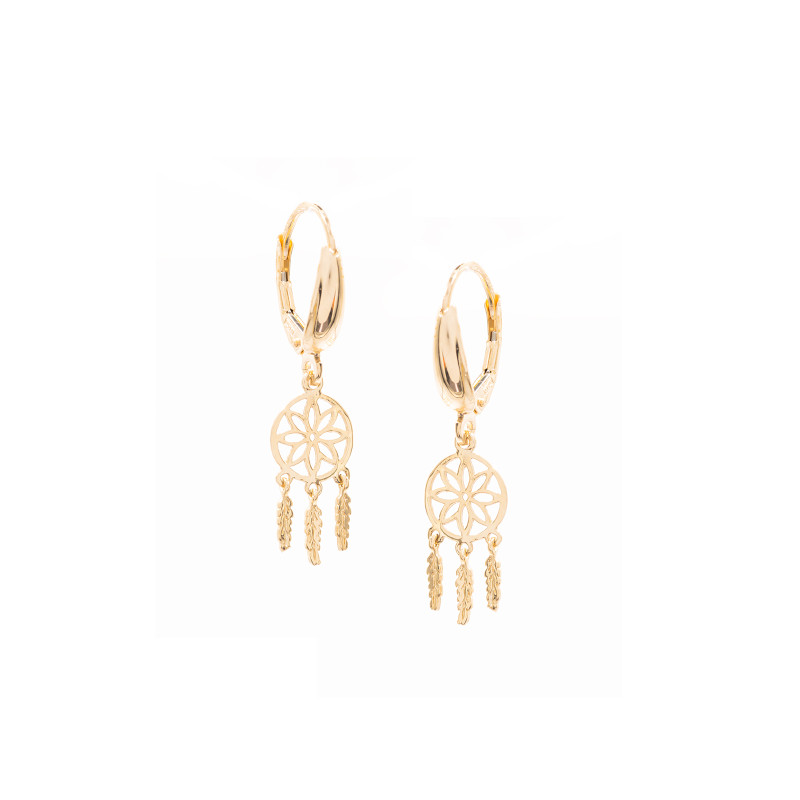 Złote kolczyki 585 Wiszące Łapacz Snów PREZENT