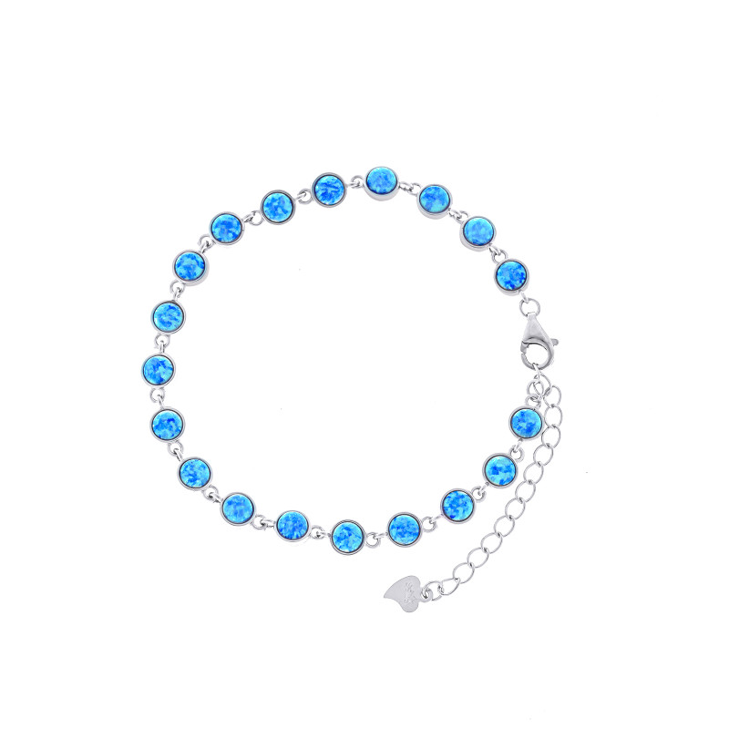 Srebrna bransoletka 925 damska błekitny opal