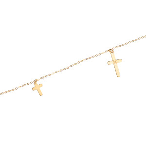 Złota Bransoletka 585 zawieszki krzyżyki