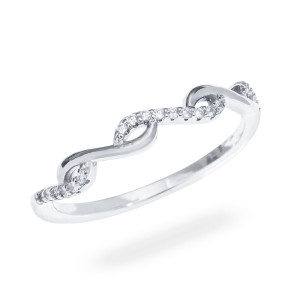 Srebrny Pierścionek 925 Zapleciony białe cyrkonie