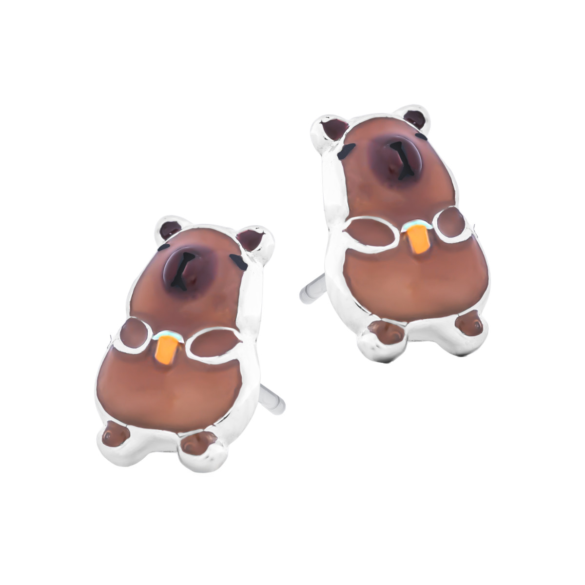 srebrne-kolczyki-kapibara-z-kapibarą
